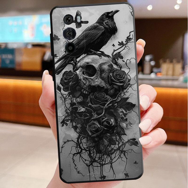 Skull Head Flower Art Phone Case For Motorola Edge 50 40 Pro 60 50 40 30 Ultra Neo Fusion Moto G Play G Stylus G Power G 2025