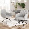 Lot de 4 chaises de salle à manger pivotantes à 360° avec motif en losange, fauteuil rembourré avec 4 pieds en métal, gris