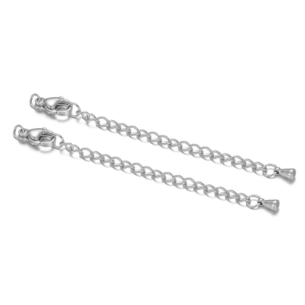 10pcs Gold Color Stainless Steel Extension Tail Chains Lobster Clasps Connector DIY Bracelets Making Necklaces Components