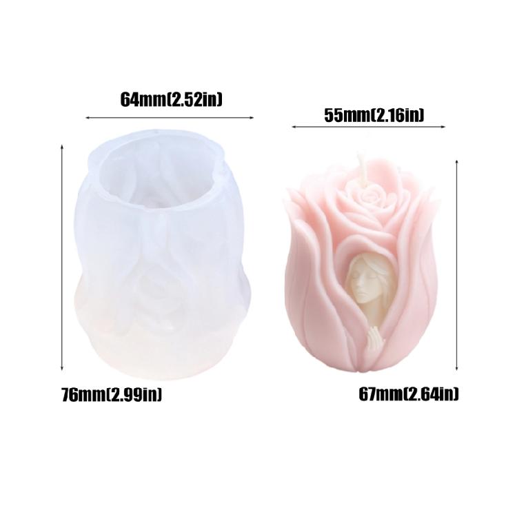 Rose Flower Lady Silicone Candle Molds For Handmade Candle Soap Chocolate Holiday Gift Home Decoration and Resin Casting