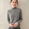Women's Cashmere Half High Neck Sweater – Thick, Solid Color, Loose Fit for Autumn/Winter.
