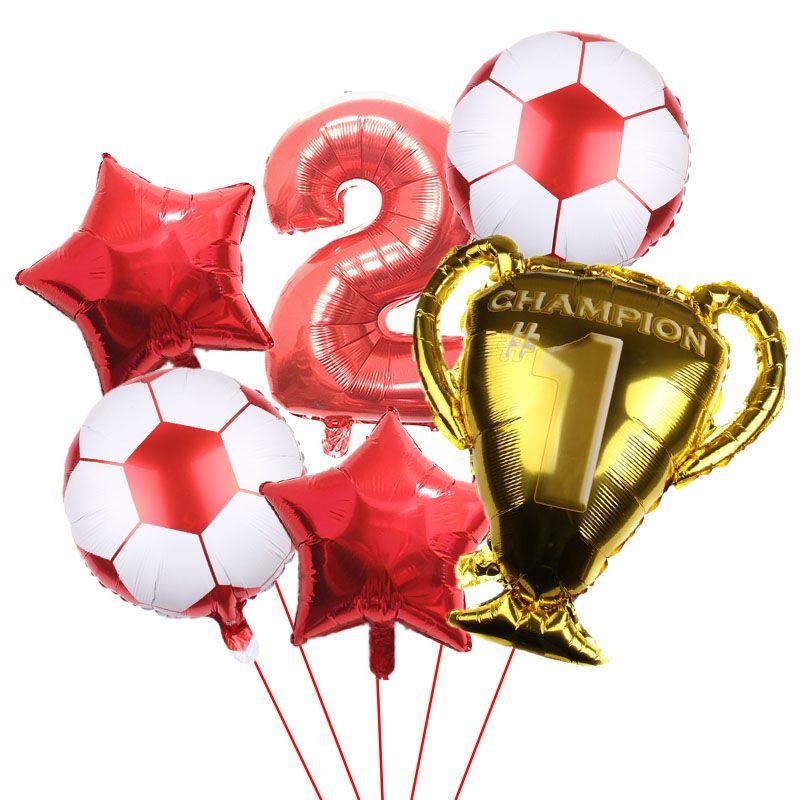 32-inch Digital Football 6-piece Aluminum Film Balloons Set - Birthday Party Gift - World Cup Football Balloons