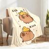 1PC Cute cartoon capybara pattern blanket, all season lightweight home office outdoor nap multifunctional blanket