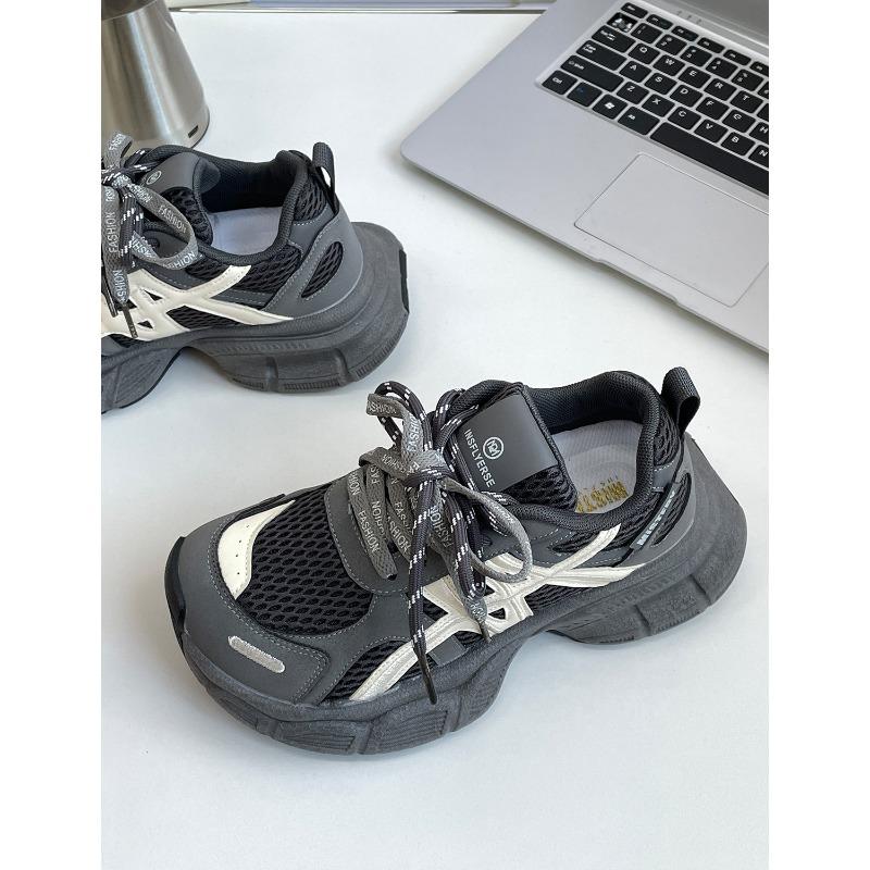 Thick-soled heightening dad shoes women's autumn new breathable mesh lightweight versatile casual sports shoes