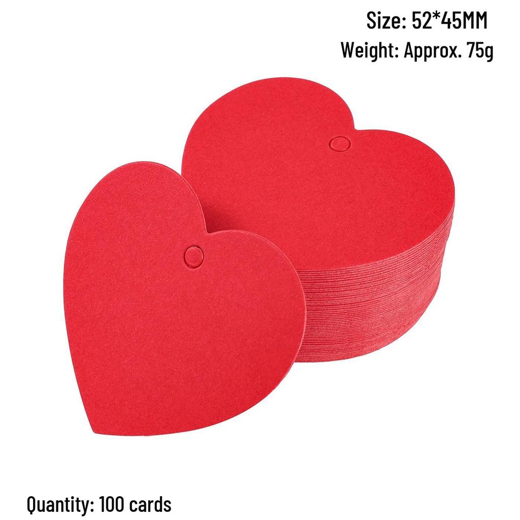 Heart-Shaped Cowhide Paper Blank Tag - Valentine's Day Red Label