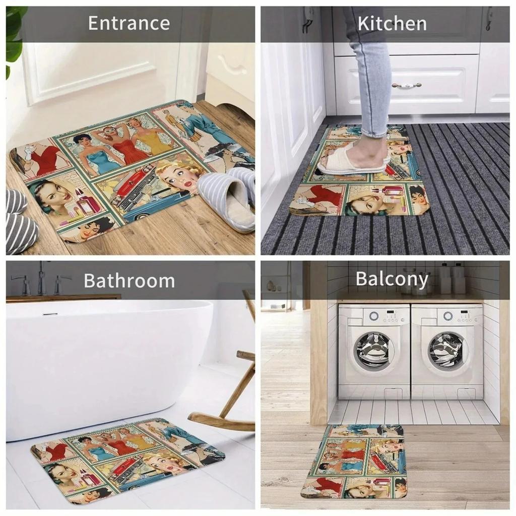 1 ks Vzor afrického umění Rohožky ke dveřím Kuchyňské koberce Protiskluzový Pop design Koberce do obývacího pokoje Koupelnová předložka Koberec pro domácnost K Dekoraci ke dřezu Prádelna