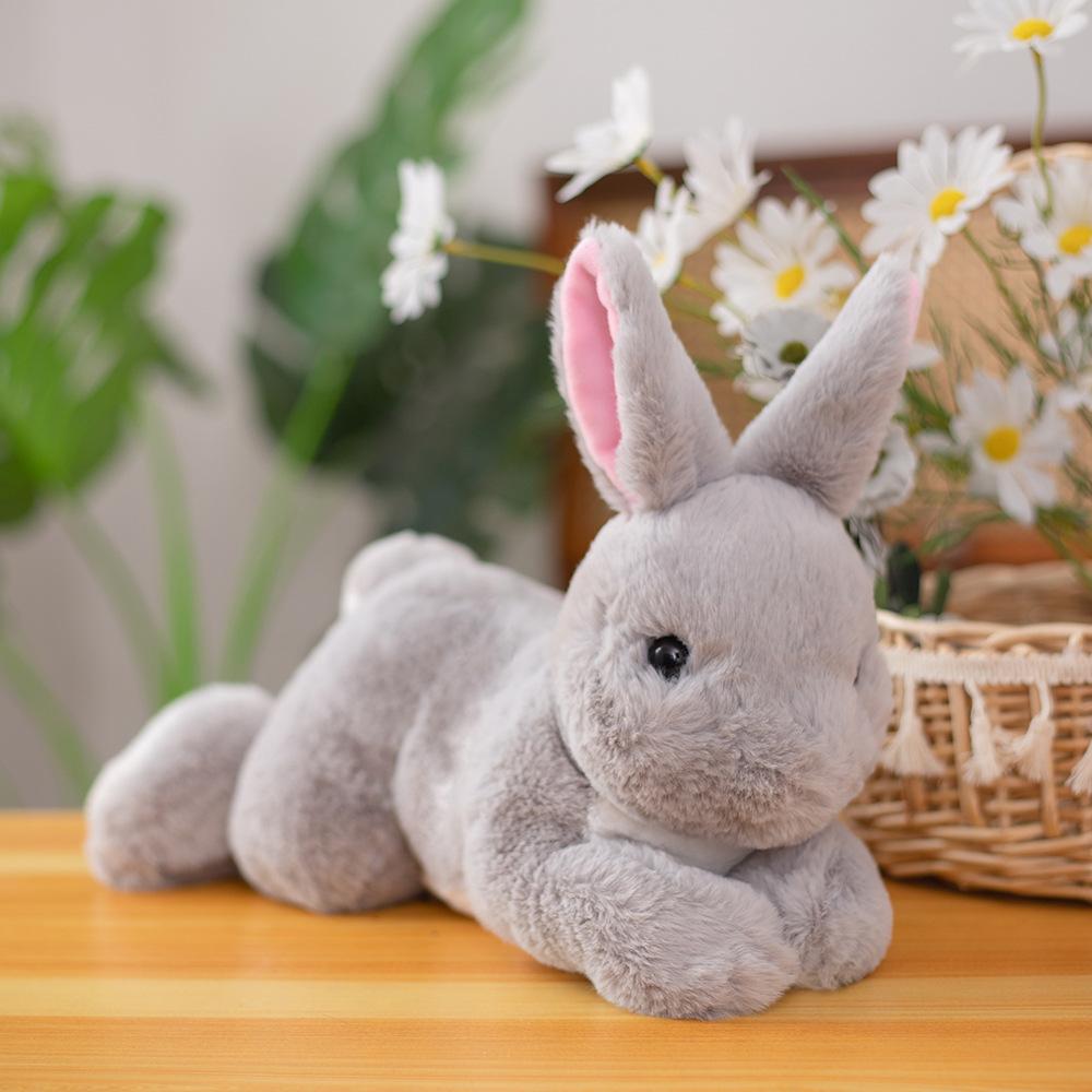Simulation rabbit doll plush toy lying rabbit doll soothing throw pillow sleeping rag doll birthday gift girl