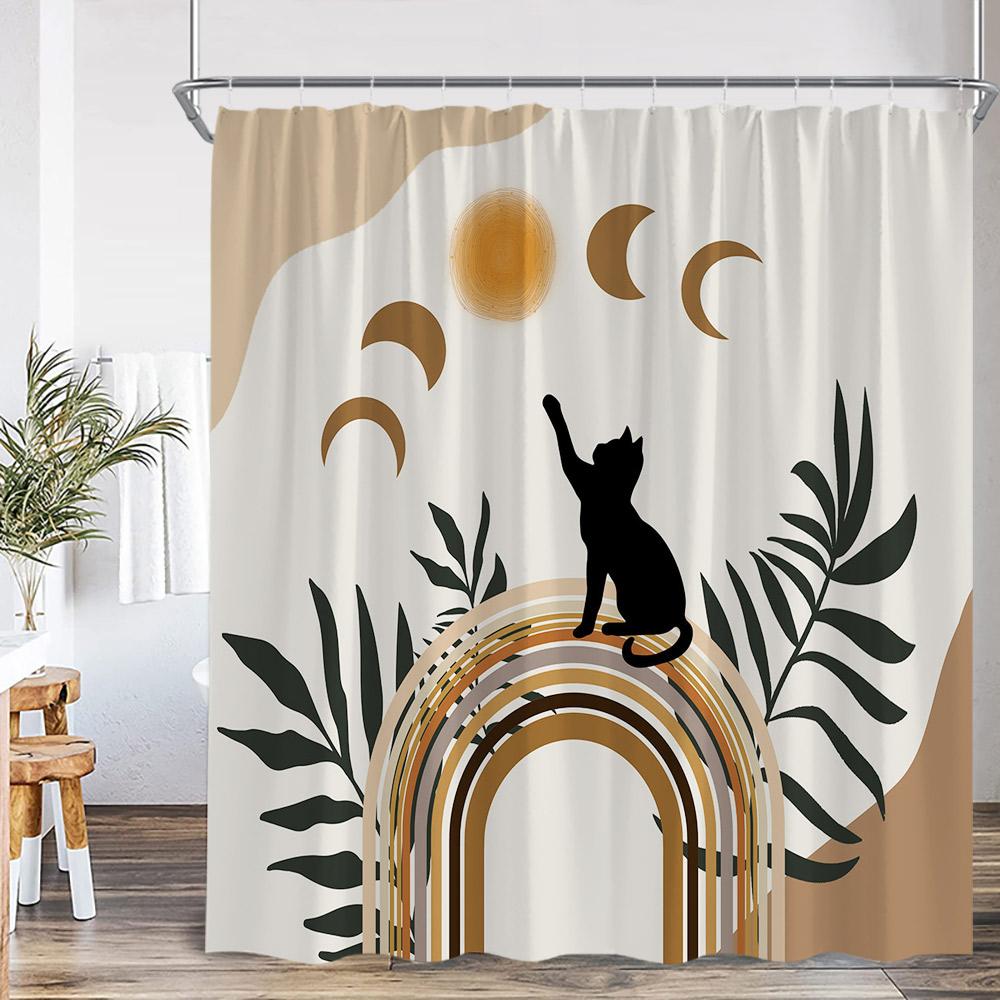 Abstrakta duschdraperier Nordisk mid-century-stil Badrumsdekorationer Modern minimalistisk badkarsgardin Polyester Badrumsdekor