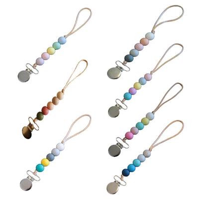 Baby Boys Girls Pacifier Chain Silicone Bead Teething Emboss Toy Infants Soother