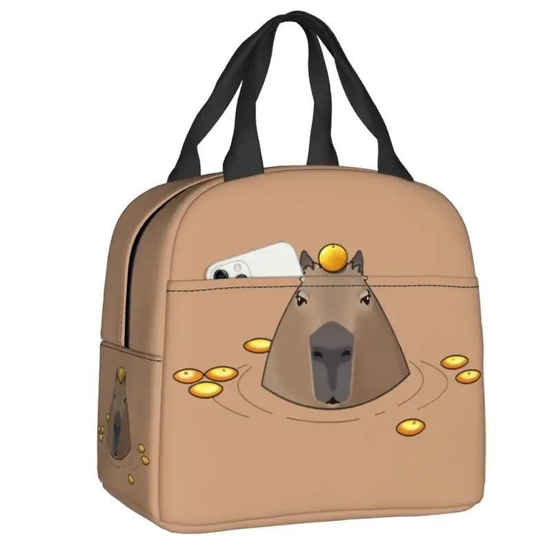 Capy Capybara Insulated Lunch Tote Bag for Women Cute Portable Warm Cooler Thermal   School Picnic Food Container