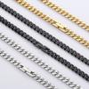 Shiny Stainless Steel Thick Necklace for Women Men Polished Cuban Link Chain Necklace Black Gold Color Trendy Jewelry Gift