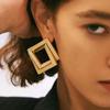 Exaggerated Gold Color Heart Oval Earrings For Women Metal Earing Jewelry Trending Irregular Wrinkled Geometric Earrings