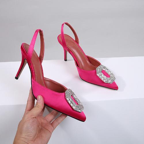 Fashion Elegant Rhinestone Satin Stiletto Heels Pointed Toe Women Sandals Summer Fashion Shoes