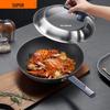 Wok SUPOR Haut de Gamme en Acier Inoxydable sans Revêtement Titane, 30cm