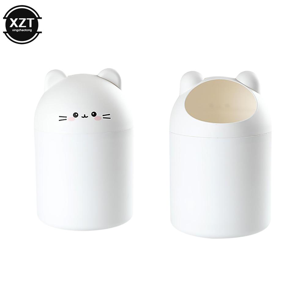 

НОВЫЙ милый медведь мусорное ведро с крышкой на колесиках настольная мусорная корзина для бумаги настольный контейнер для мусора чехол для дома офис ванная комната автомобиль мусорное ведро белый