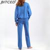 BITCED Fashionable High-neck Suit for Autumn and Winter In Solid Colors Is Versatile and Can Be Worn with A Two-piece Knitted Top and Casual Pants
