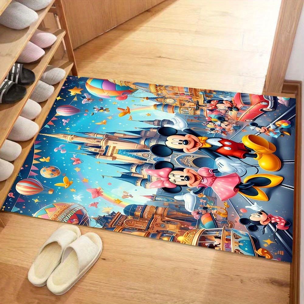 1 ks Koberec s motivem Mickey Mouse a Minnie, Kusový koberec, Ložnice a Herní pokoj, Odolný, Odolný proti skvrnám a Snadno čistitelný, Obývací pokoj