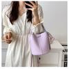 Lychee pattern soft leather handbag bag women's summer new popular one-shoulder messenger bag fashion silk scarf bucket underarm bag