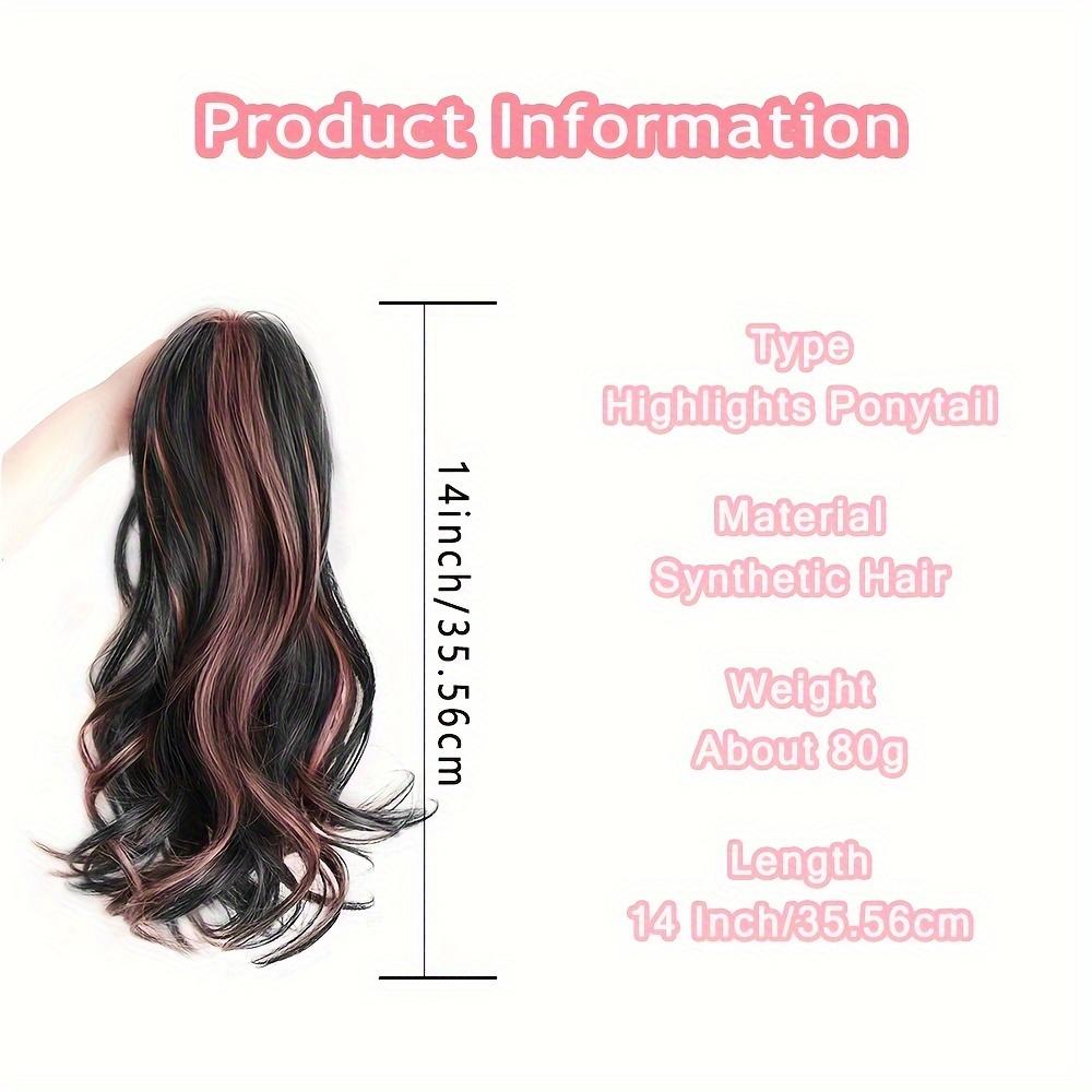 Elegant Highlights Color Synthetic Fiber Ponytail Claw Clip In Hair Extensions For Women 14 Inch Wavy Fountain Ponytail