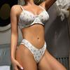 Summer European & American Floral Knit Sexy Underwear Set with Steel Ring