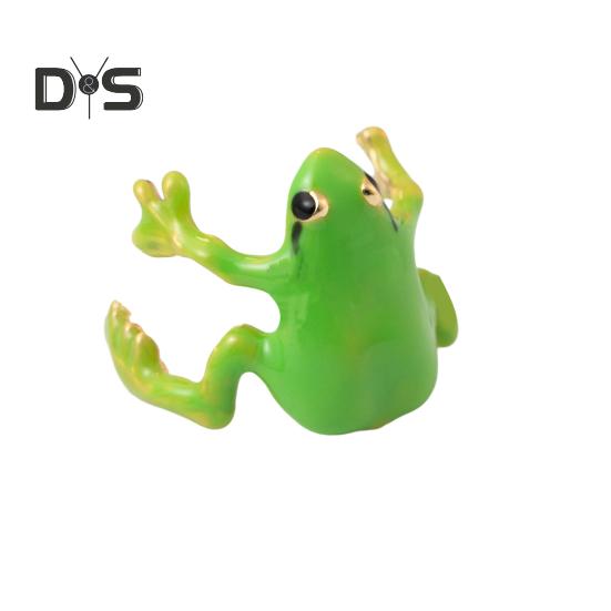 

Кольцо для пальца в форме лягушки, пряжка для уха, однотонный сплав, гальваническое отверстие, регулируемый браслет для праздников и вечеринок, аксессуары зелёный