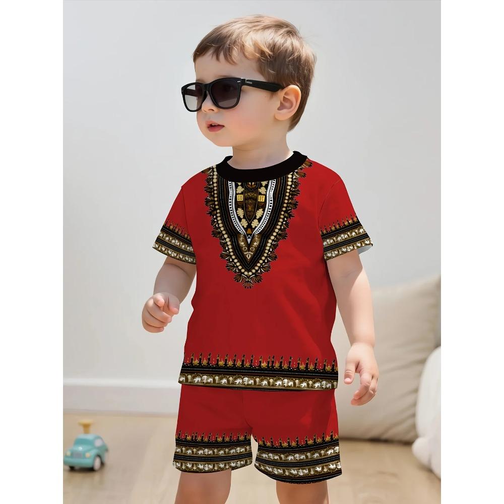 New Girls' Clothing Casual and Fashionable Cartoon Print Kids Round Neck Short-sleeve T-shirt and Shorts Set children's clothing