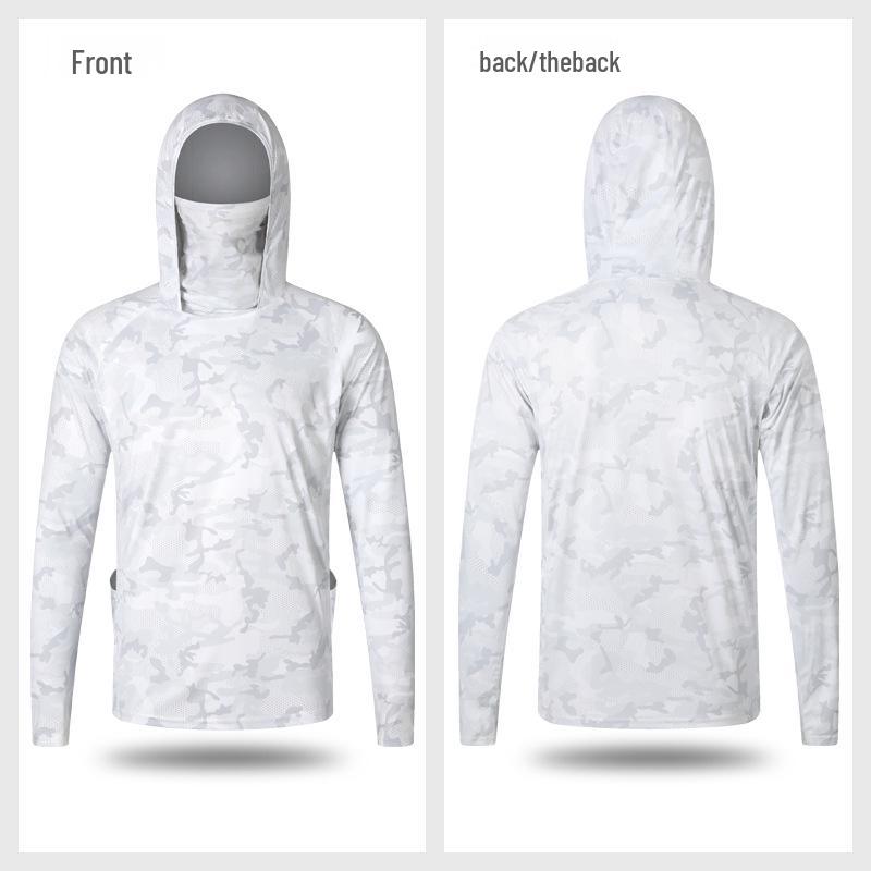 Men's Summer Breathable Camouflage Hooded Long Sleeve Sun Protection Fishing Shirt