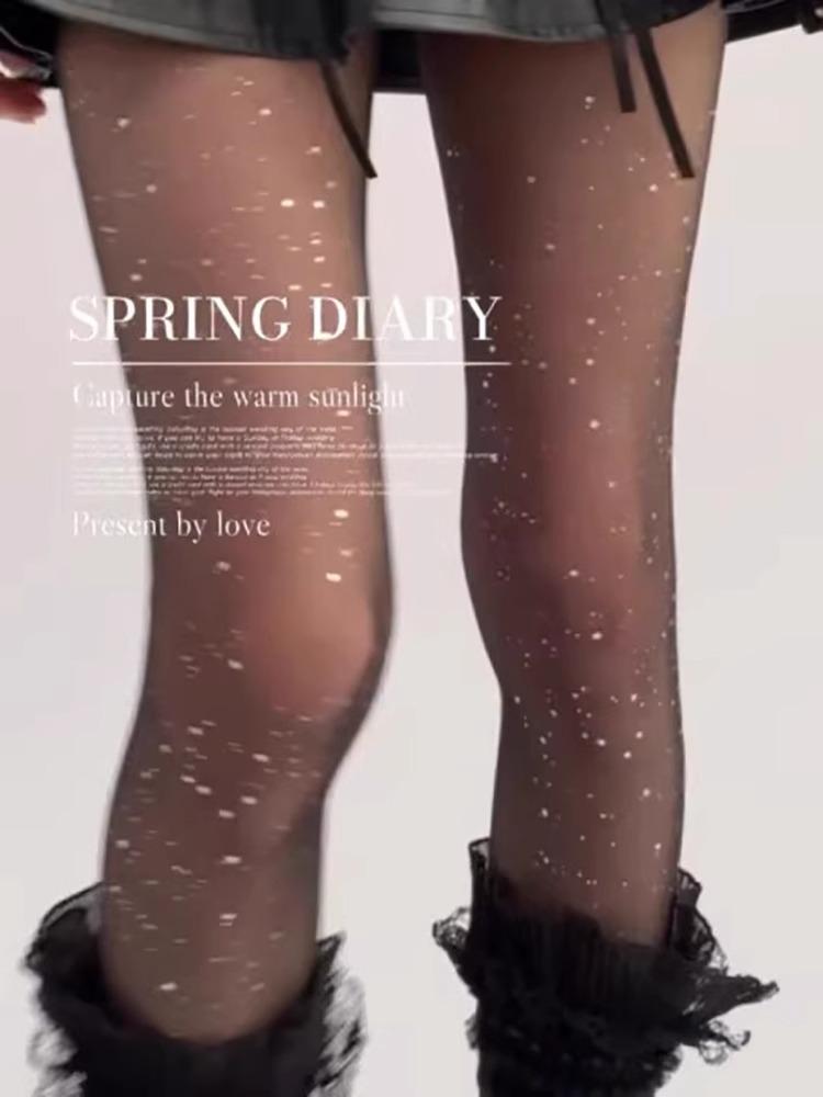 Heiße Strass-Diamant-Jacquard-Strumpfhose: Sexy, Laufmaschenfest, Glänzende Schwarze Strümpfe für Damen