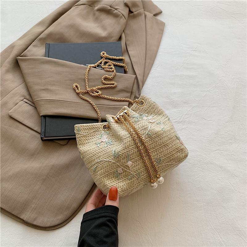 

Vintage Minimalist Bucket Bag 2023 Winter New Bag Female Korean Fashion Trend Chain Shoulder Bag хаки