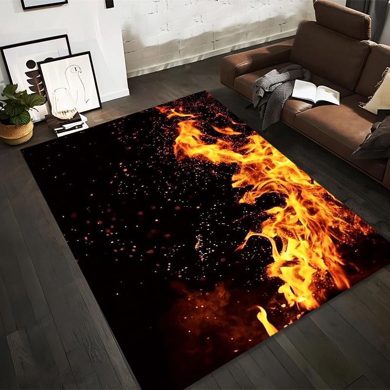 

Fiery Flame Pattern Carpet with Black Background, Modern Room Decor Suitable for use as an anti-slip for living room bedroom sofas 40x60cm( 15x23in )