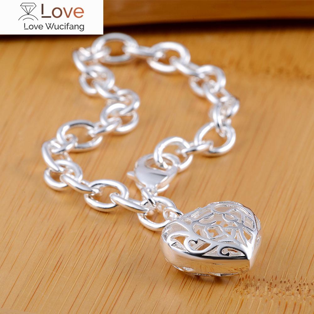 

Довольно романтичный Довольно полое сердце 925 стерлингового серебра Браслет для женщины мода благородные украшения Свадебная вечеринка подарки темперамент
