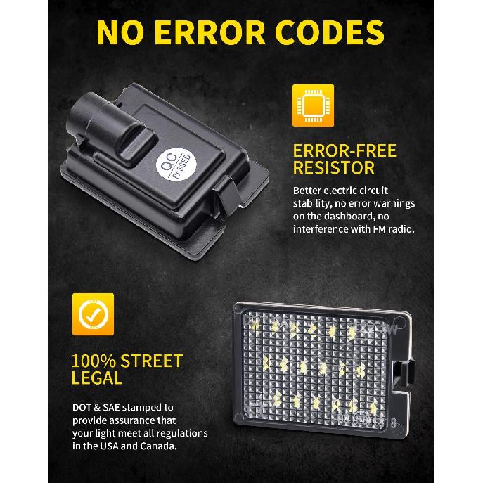 LED License Plate Lights Bright White Tag Lamp Assembly Replacement Compatible with 2014 2015 2016 2017 2018     Dodge Durango, Pack of 2