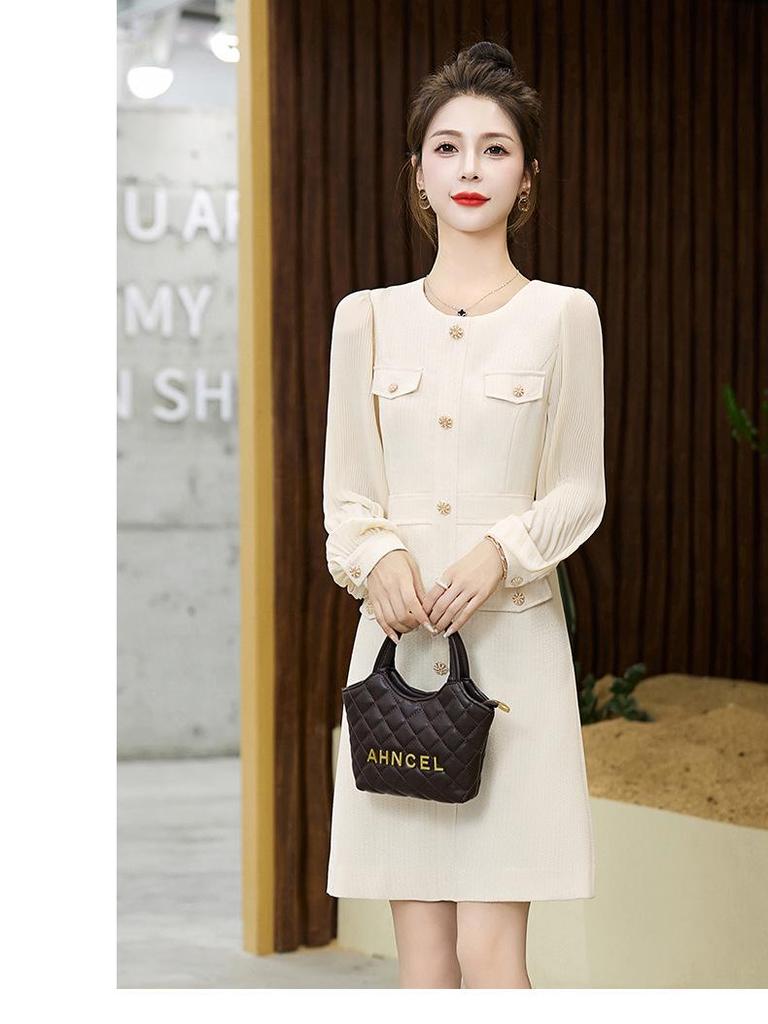 2024 Autumn High-End Petite Slimming Long-Sleeve Socialite Dress WN6058