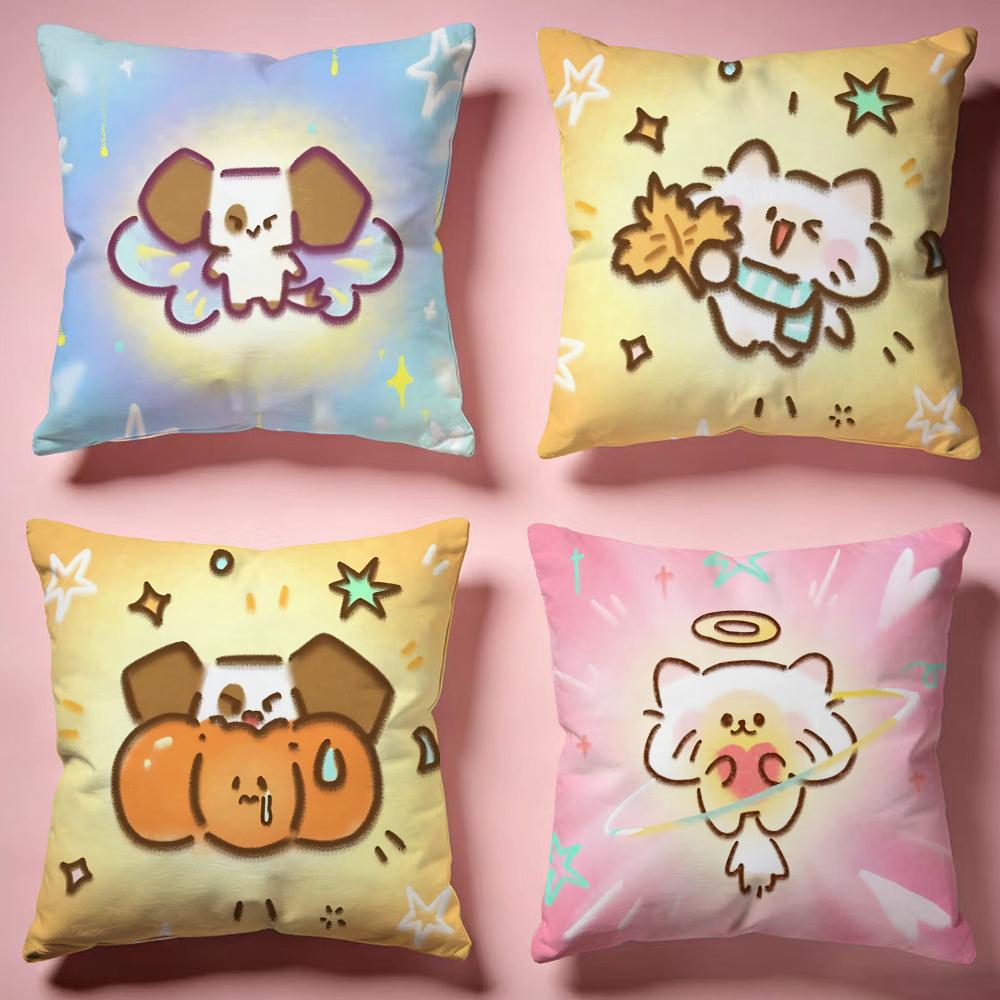 Angelic Cute Pet Group Cushion Cover Comfortable Durable Pillow Cover MultiScene for Home Office Car Sofa