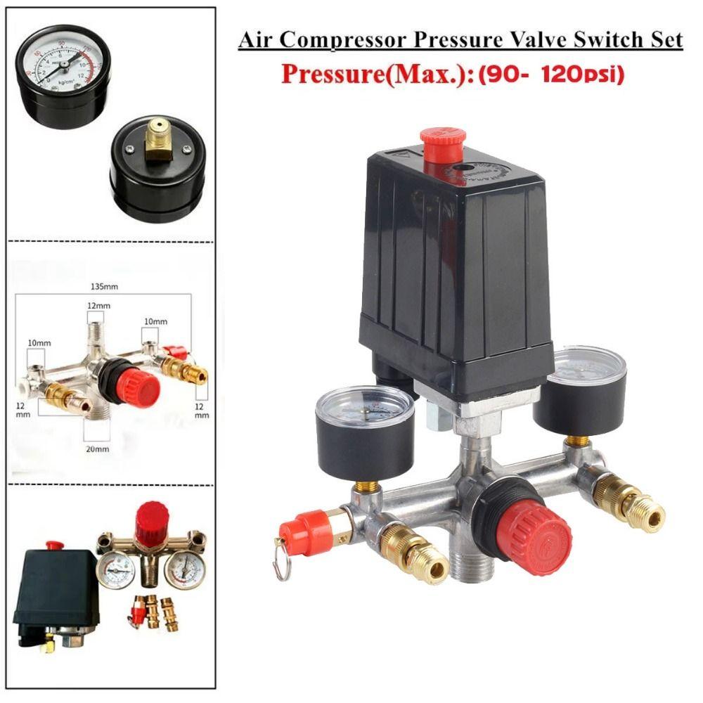 90-120PSI Air Compressor Control Switch Vertical Switch Manifold Regulator  Mechanical Equipment