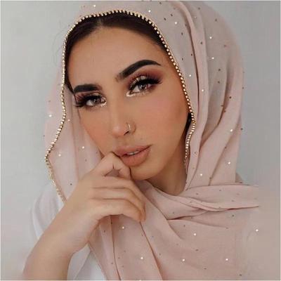 Premium Parel Chiffon Ketting Lange Sjaal - Moslim Vrouwen Zijde Etnische Hoofddoek