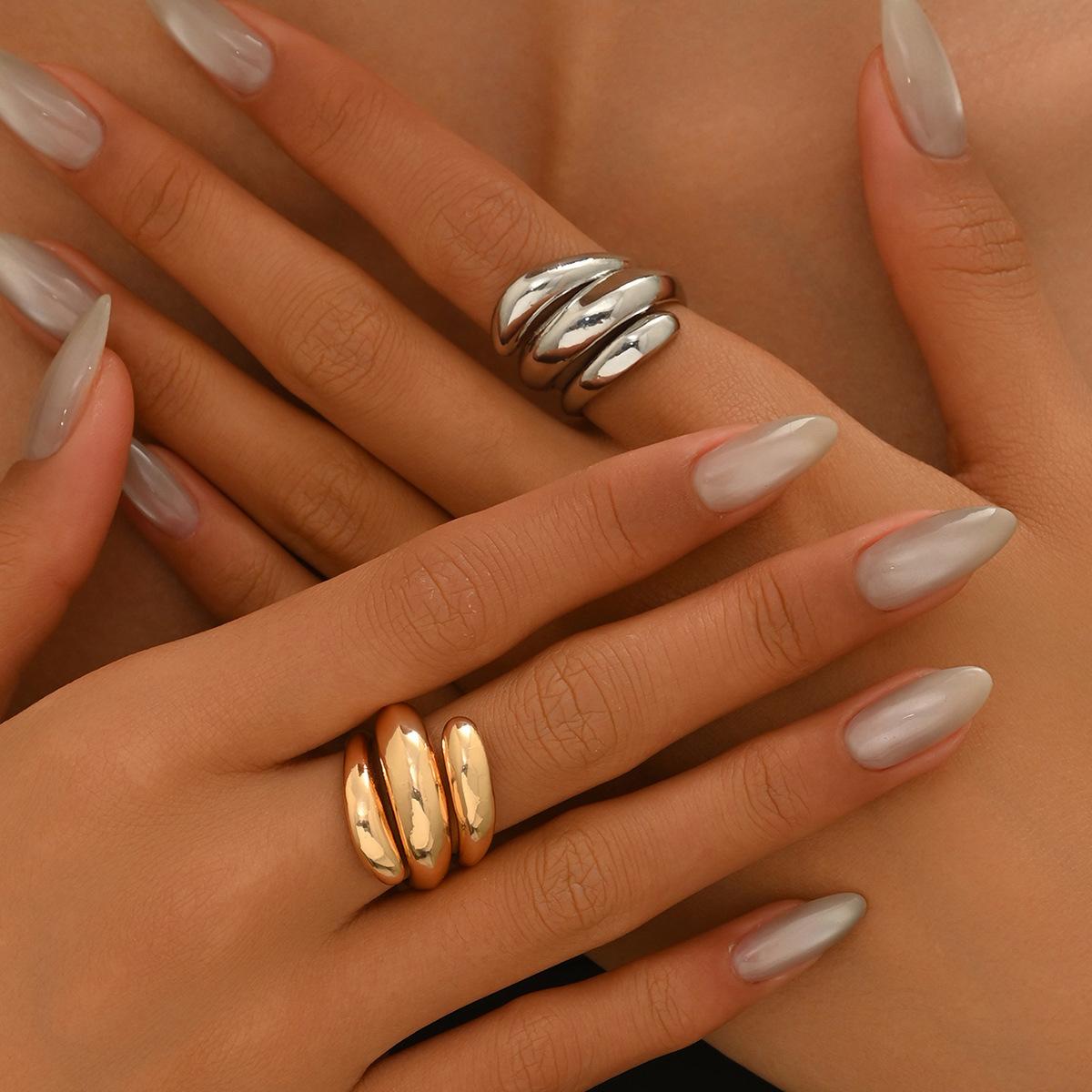 

Geometric Open Circle Design Ring Versatile High-End Multi-Layer Ring Product code JZ1290-2