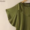 ZANZEA Blusa casual larga da donna con scollo quadrato, maniche corte e balze