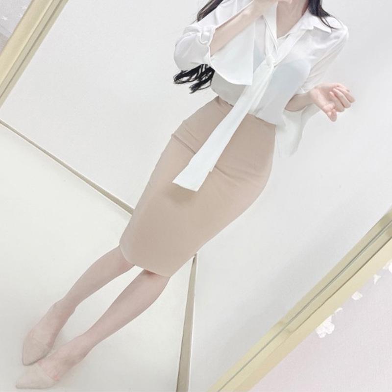 

Korean Sexy Back Slit High Waist Bodycon Midi Skirt for Women Large червоний