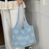Fashion Vintage Solid Color Knitted Hollow Tote Bag Large Capacity Shopping Shoulder Bag Crochet Handbag for Women CLE