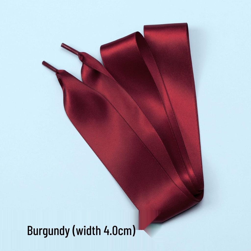 Silk Satin Ballet Bow Shoelaces, 4.0CM Double-Sided Bright White Ribbon Shoelaces