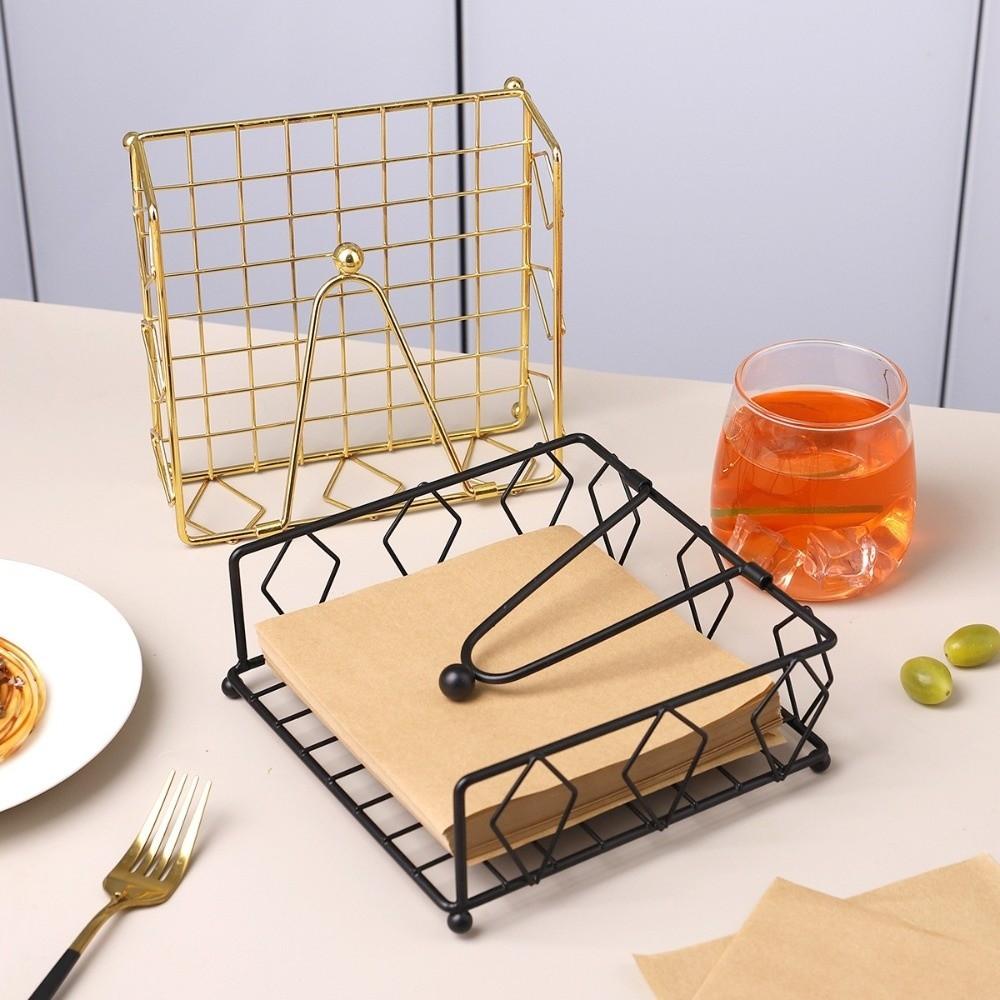 New Metal Napkin Holder Square with Weighted Arm Napkin Box Decorative Holder Rustic Napkin Tray