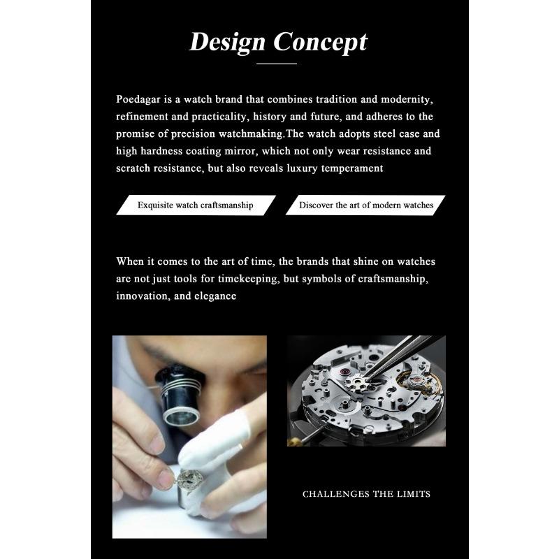 POEDAGAR Luxury Man Square Quartz Watch Waterproof Luminous Stainless Steel Watches Male Reloj+box