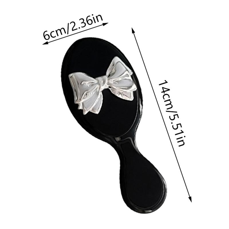 Mini Hair Comb With Mirror Foldable Comb Travel Portable Massage Women Girl Hair Brush Black Boeknot Comb Styling Tools Gift