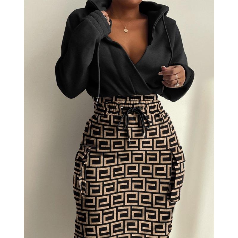 GMXIA Damenmode Herbst Winter Langarm V-Ausschnitt Freizeitkleider