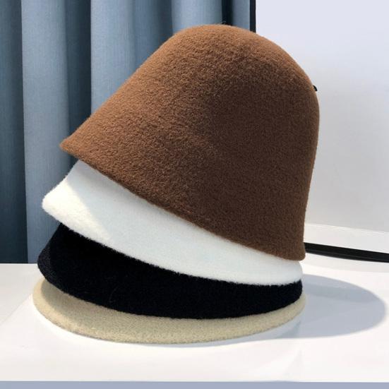 Runde Kuppel Kurze Krempe Dicke Warme Fischerhut Damen Winter Stricken Wolle Beckenhut Modeaccessoires
