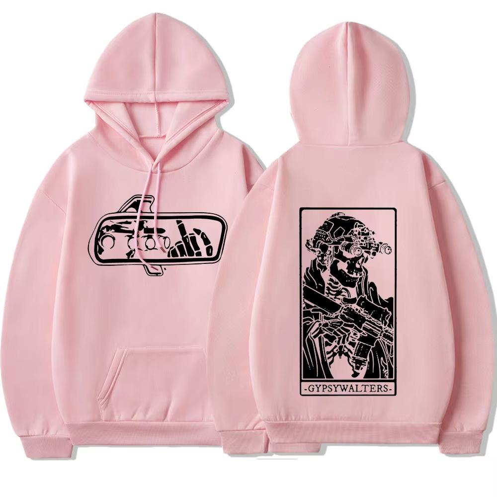 Forward Observations Group Punk Skelett Grafikdruck Kapuzenpullover Herren Damen Streetwear Hip Hop Mode Sweatshirt Gothic Stil Übergroßer Pullover