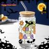“Pooky Babe” Skull 3d Print Pattern 16oz Drinking Glass With Bamboo Lid&Straw Iced Coffee Cup Juice Bottle For Halloween Gifts