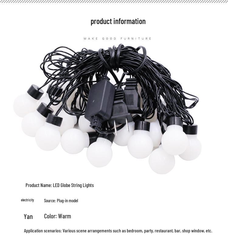 LED Kugel Lichterkette für Hochzeiten & Festivals - Vielseitige Innen-/Außendekoration für Schlafzimmer & Balkon