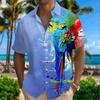 Art Parrot Painting 3d Print Shirts Men Women Fashion Summer Hawaiian Shirt Short Sleeve Beach Shirt Vocation Blouse Men Clothes
